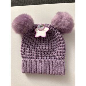 New Toby Baby Hat Knit Purple Pom Poms D36